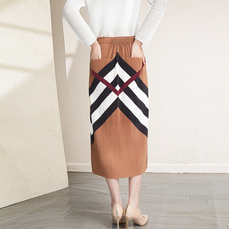 Japanese Style Plaid Slim Pencil Skirt