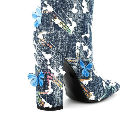 Butterfly Slope Heel Boots