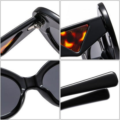 Retro Oval Contrast Color Sunglasses