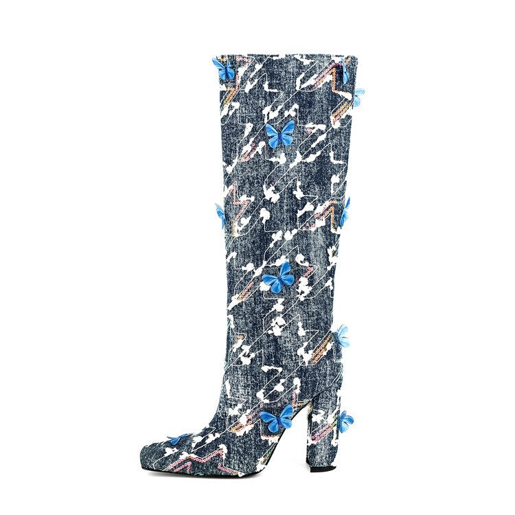 Butterfly Slope Heel Boots