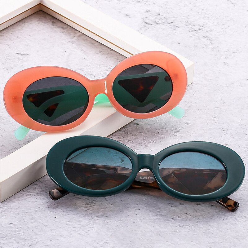 Retro Oval Contrast Color Sunglasses