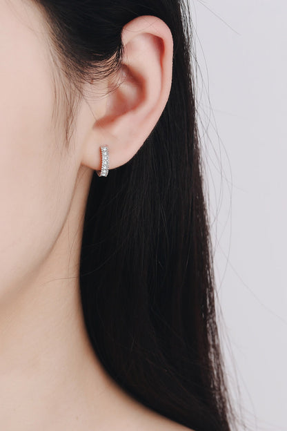 925 Sterling Silver Inlaid Moissanite Huggie Earrings: Modern Elegance Redefined