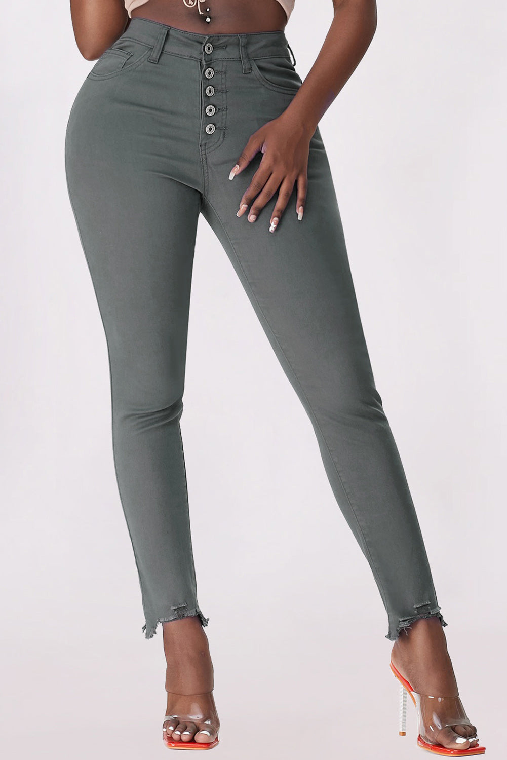 Women's High Rise Distressed Stretch Skinny Jeans - Plus Size