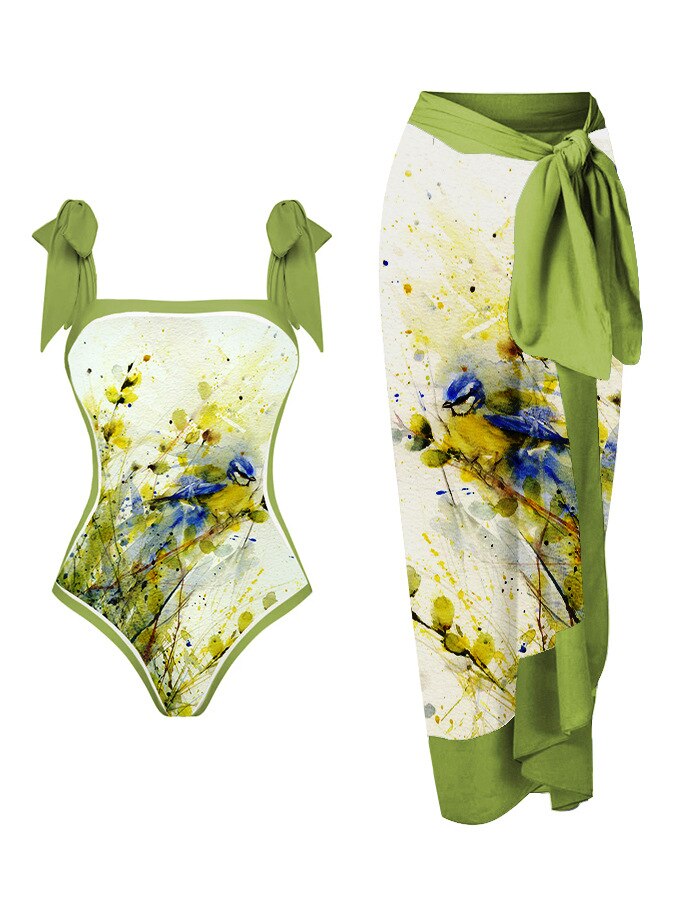 Multicolor Printed Swimwear Set