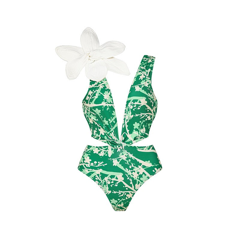 Three-Dimensional Floral Split Bikini