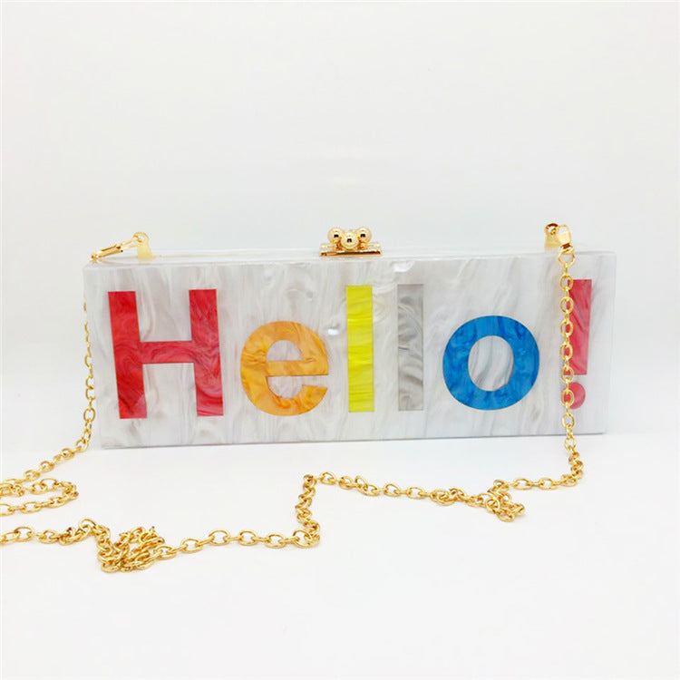 Timeless HELLO Letter Acrylic Evening Bag