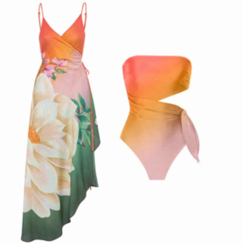 Beach Vacation: Two-Piece Swimsuit with Skirt