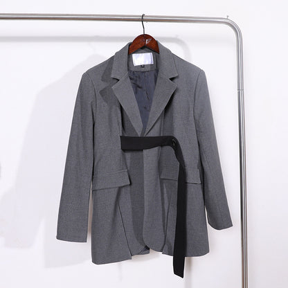 Gray Single-Button Suit Jacket