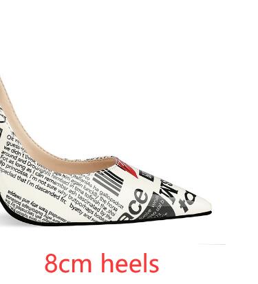 Poster Letter Print Pointed Toe Stilettos