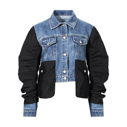 Denim Contrast Color Short Jacket