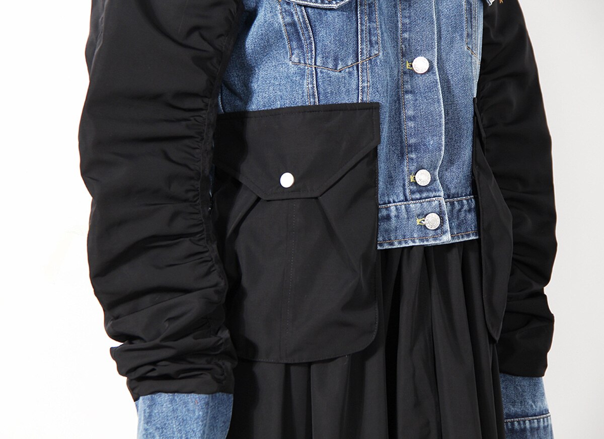 Denim Contrast Color Short Jacket