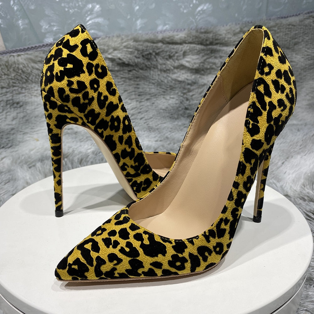 Synthetic Suede Leopard Stiletto Pumps