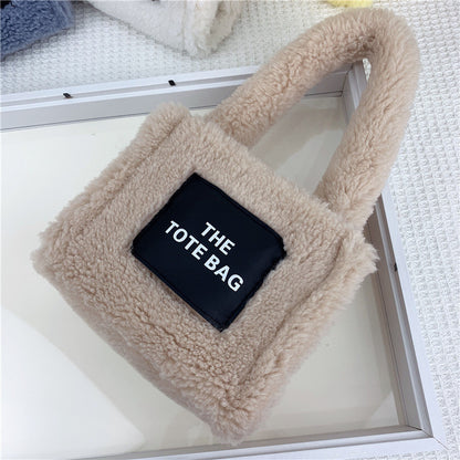 Imitation Lamb Wool Plush Mini Tote Handbag