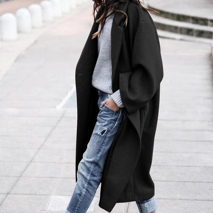 Long Solid Color Woolen Jacket