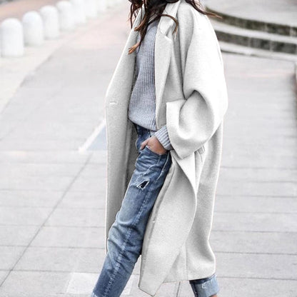 Long Solid Color Woolen Jacket