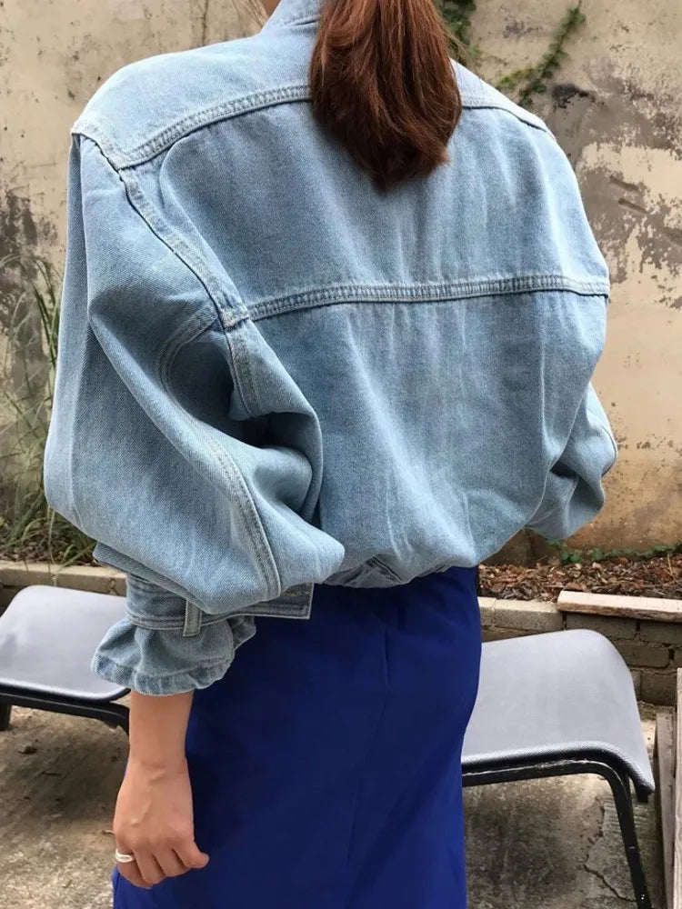 Vintage Loose Workwear Short Denim Jacket