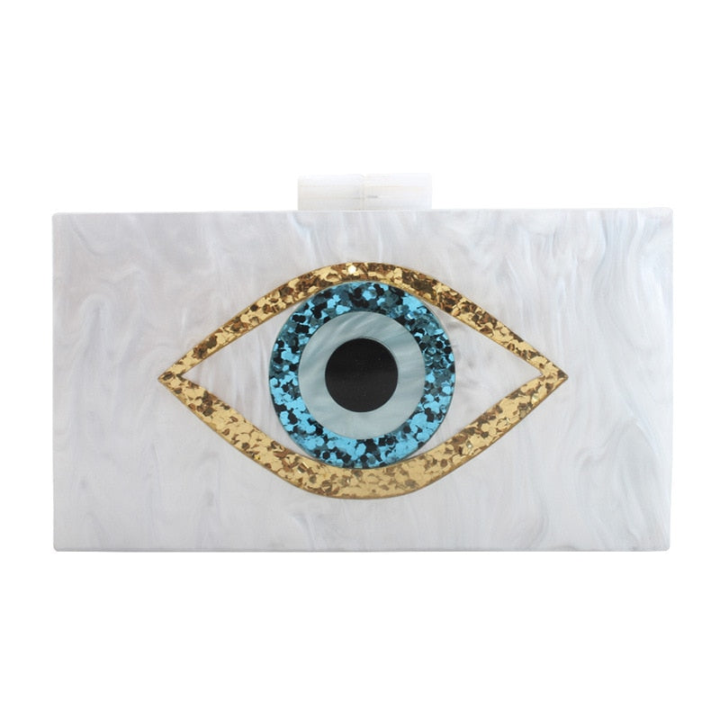 Sequined Eyes Acrylic Evening Bag
