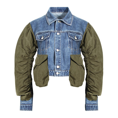 Denim Contrast Color Short Jacket