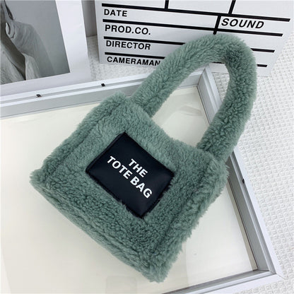 Imitation Lamb Wool Plush Mini Tote Handbag