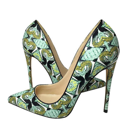 Floral Crocodile-Effect Stiletto Pumps