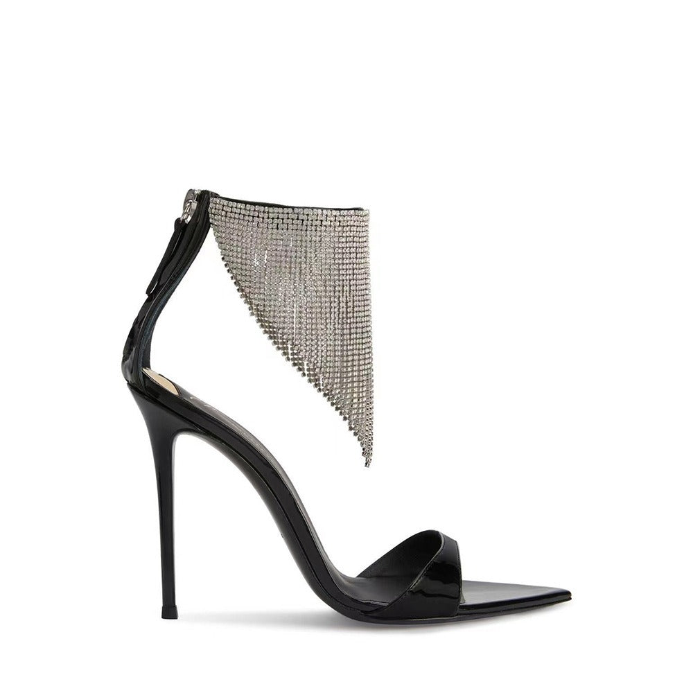 Women's Elegant High-Heeled Shoes: Pointed Toe, Slim Heels, Tassel Details, Rhinestone Embellishments