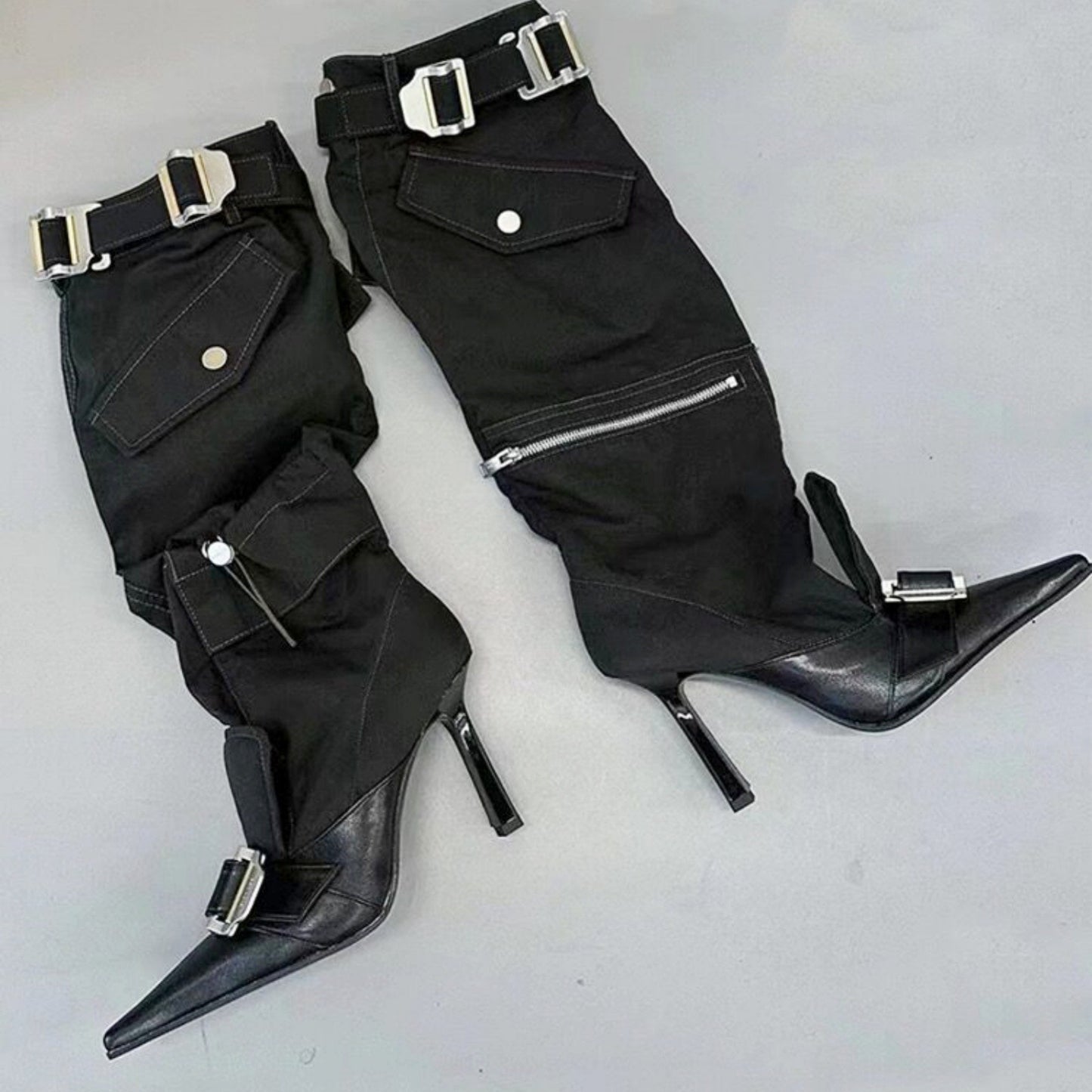 Knee Length Belt Buckle Long Tube Boots