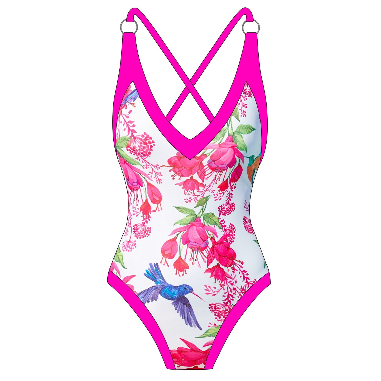 Printed Patchwork One-Piece Swimsuit