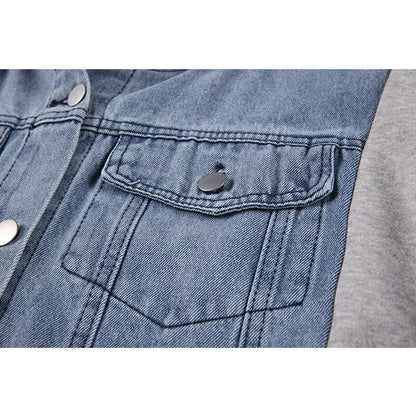 Loose Stitching Denim Oversized Hooded Coat