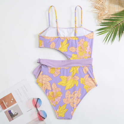 Vintage Push Up Hollow Out Ruche Swimsuit