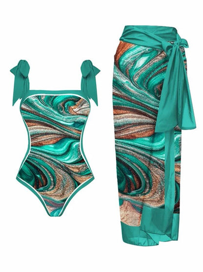 Multicolor Printed Swimwear Set