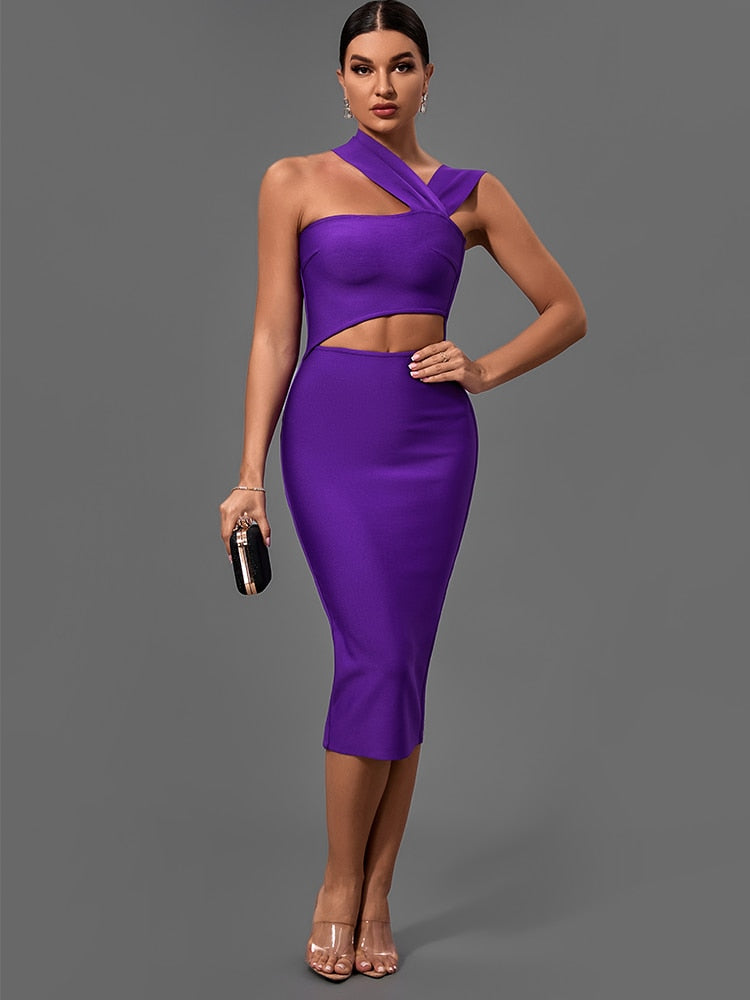 Bodycon Dress Evening Sexy Cut Out Midi