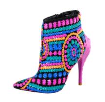 Dazzling Fuchsia Sequined Cloth Pointed Toe High Heels