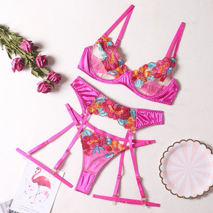 Sexy Patchwork Embroidered Lingerie Set