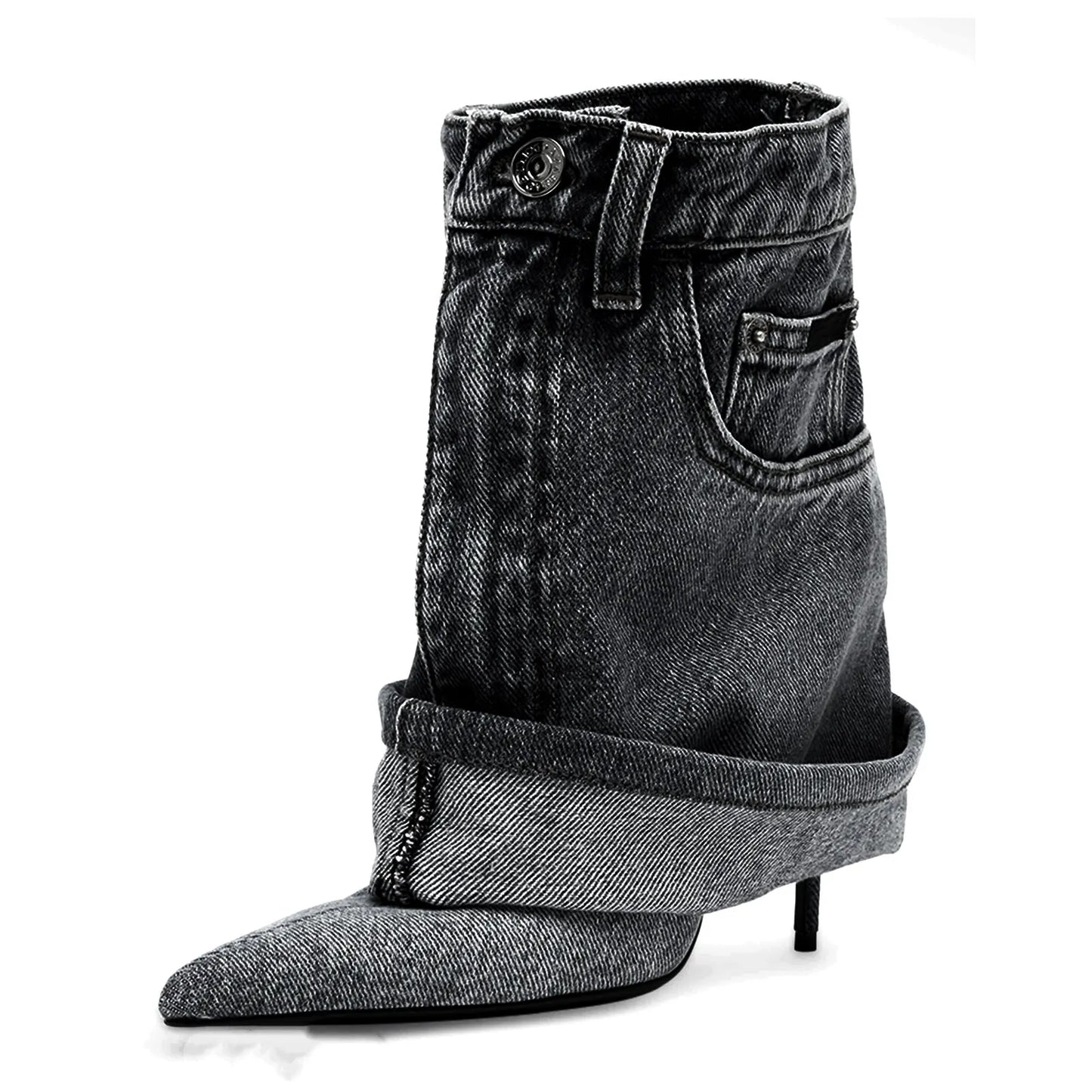 Denim Fine High Heel Skirt Boots