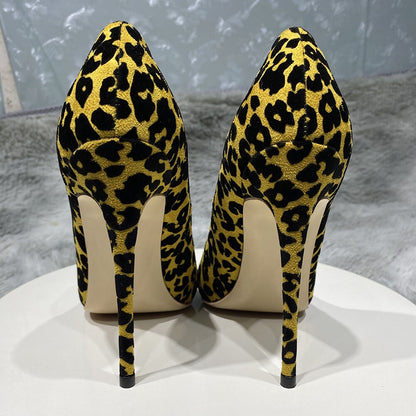 Synthetic Suede Leopard Stiletto Pumps