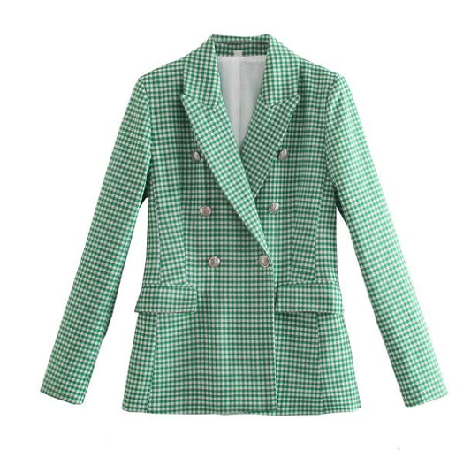 Houndstooth Double-Breasted Blazer