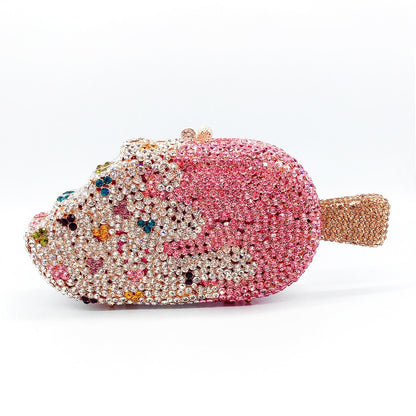 Ice Cream Shaped Rhinestone Clutch