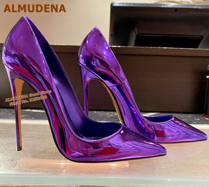 Purple Patent Leather Holographic High Heels