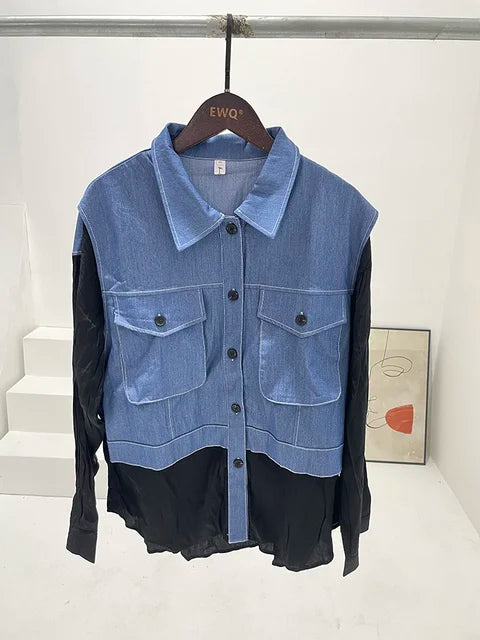 Denim Spliced Shirt