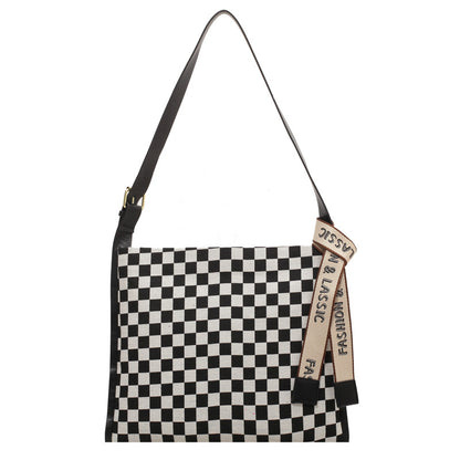 Tote Bag Women's New Fashion Houndstooth Ladies One-Shoulder Messenger Bag Trendy Large-Capacity Bag