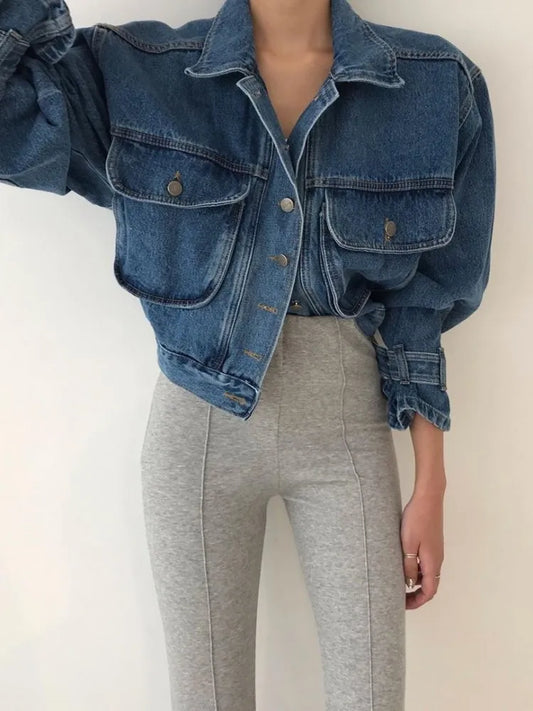 Vintage Loose Workwear Short Denim Jacket