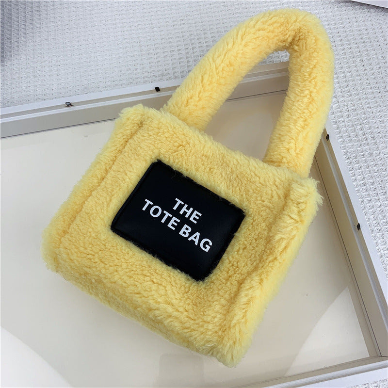 Imitation Lamb Wool Plush Mini Tote Handbag