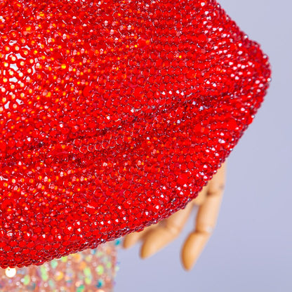 Mouth Shaped Rhinestone Clutch Bag