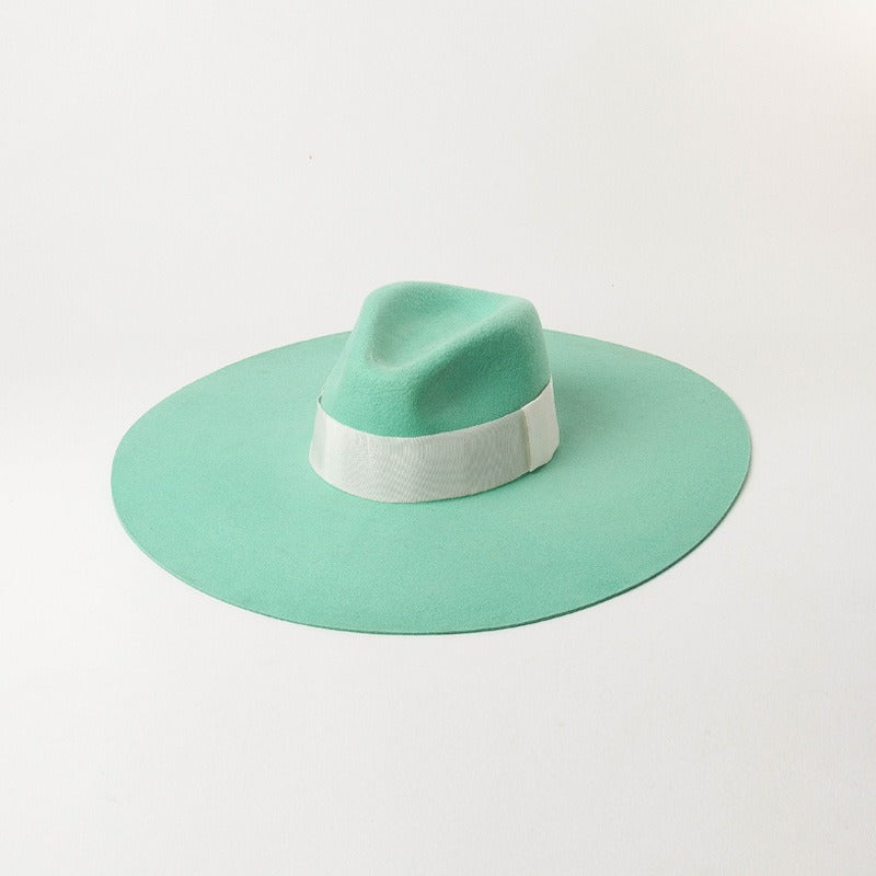 Fashionable Fruit Green Wool Felt Jazz Hat