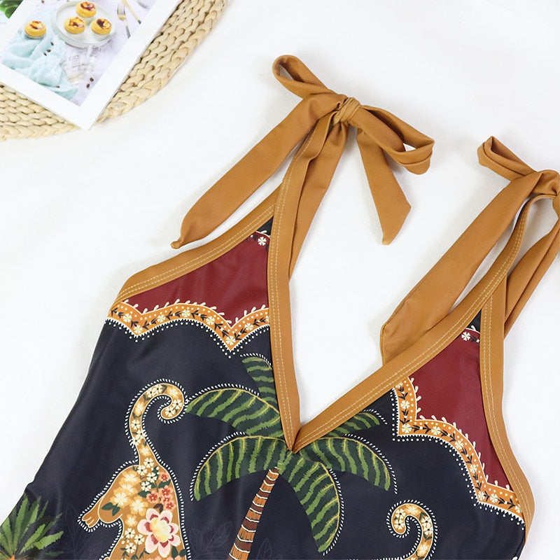 V-Neck One-Piece Swimsuit