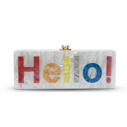 Timeless HELLO Letter Acrylic Evening Bag