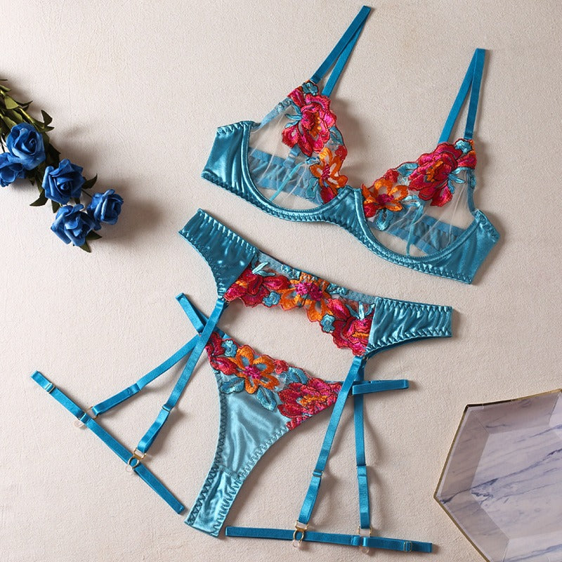 Sexy Patchwork Embroidered Lingerie Set