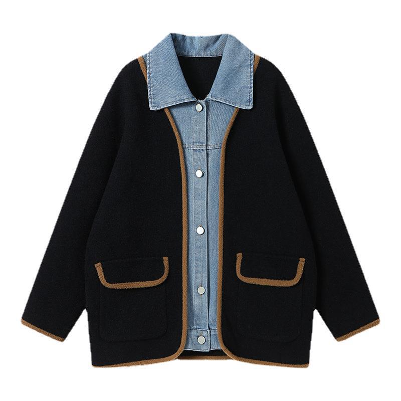 Denim Patchwork Contrast Color Jacket