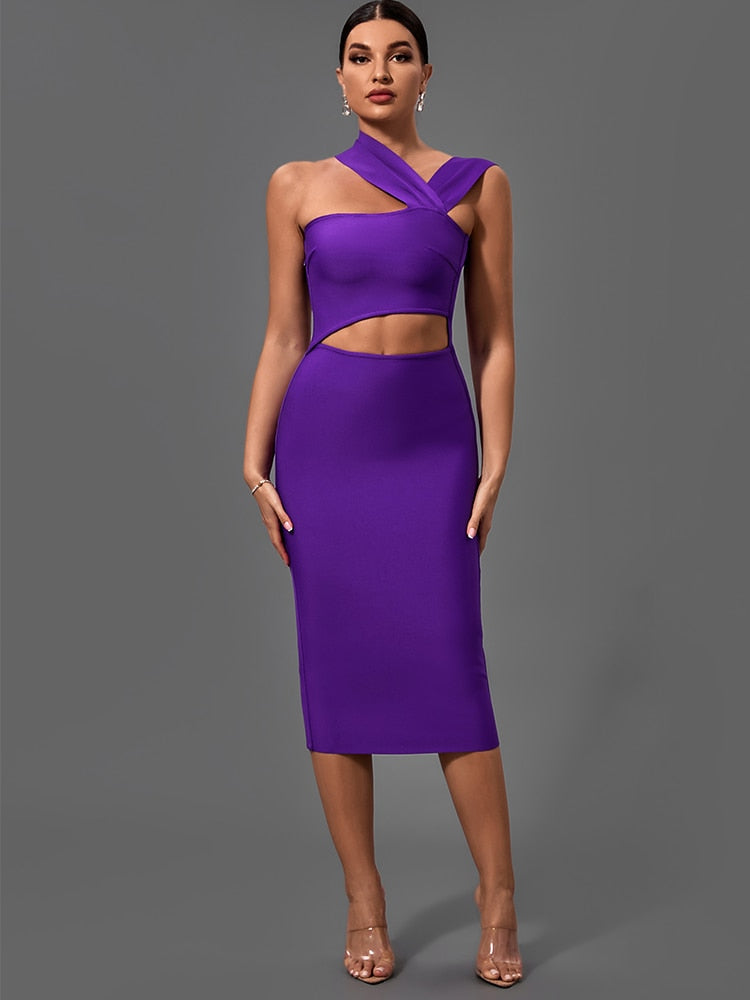 Bodycon Dress Evening Sexy Cut Out Midi