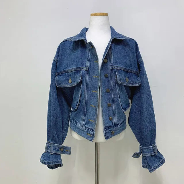 Vintage Loose Workwear Short Denim Jacket